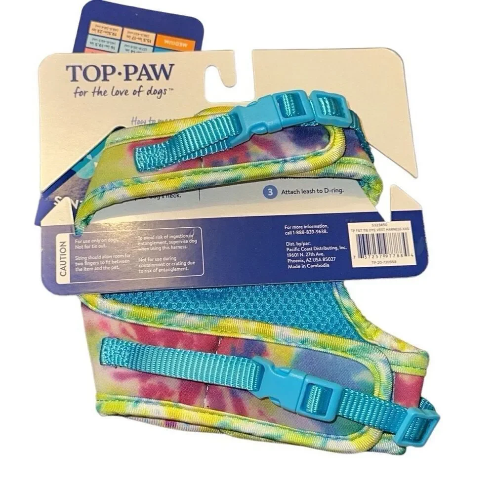 Top Paw Tie-Dye Comfort Fashion Harness/Vest (XXS)